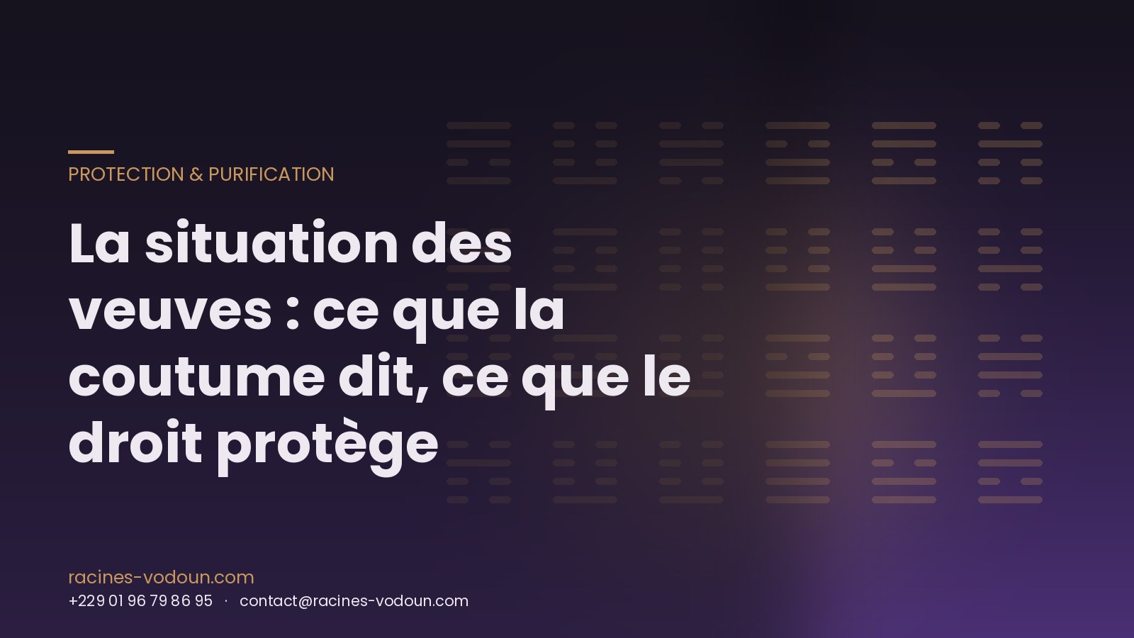 La situation des veuves : ce que la coutume dit, ce que le droit protège