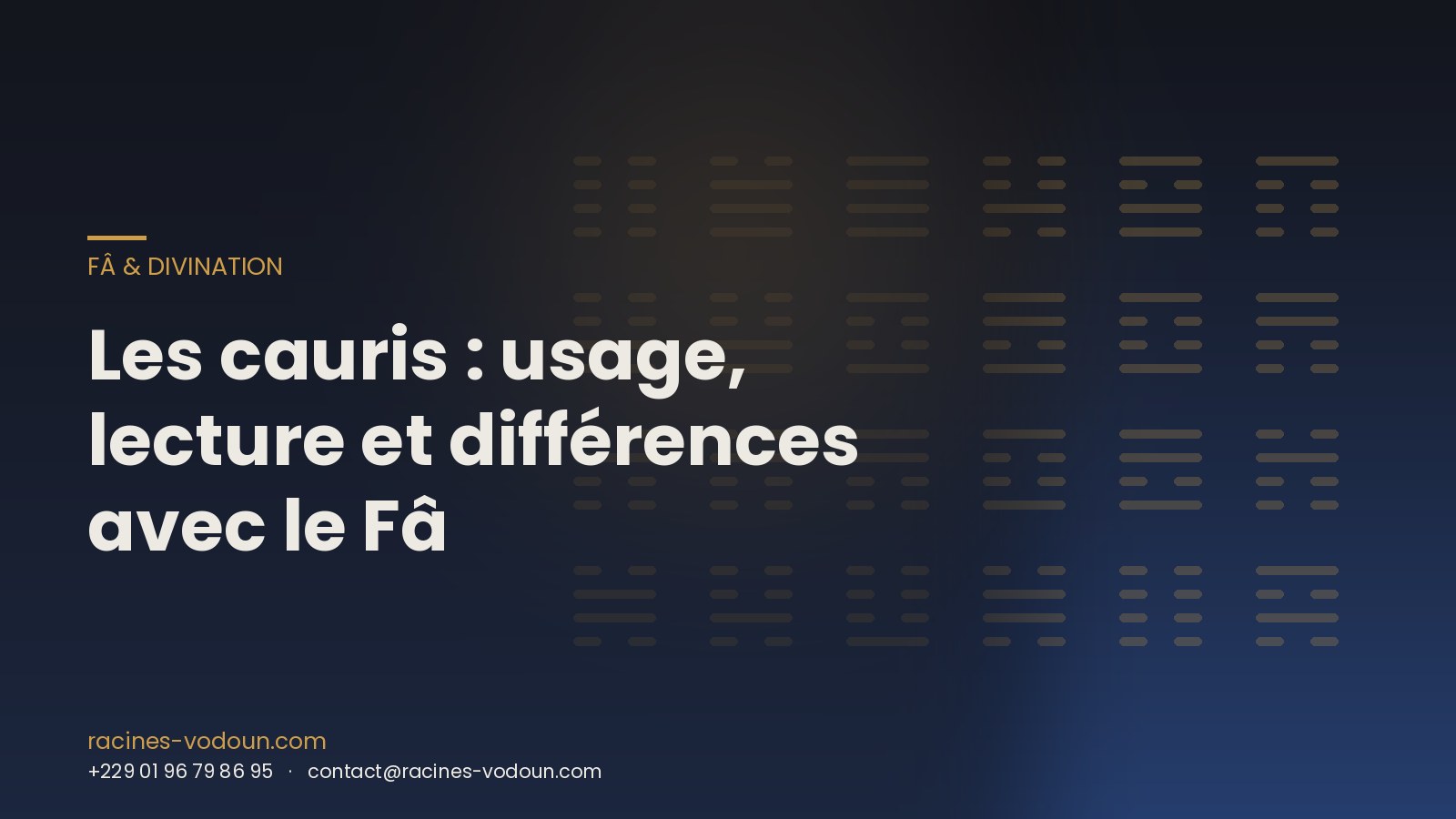 Les cauris : usage, lecture et différences avec le Fâ