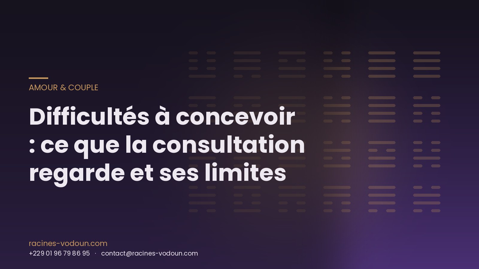 Difficultés à concevoir : ce que la consultation regarde et ses limites