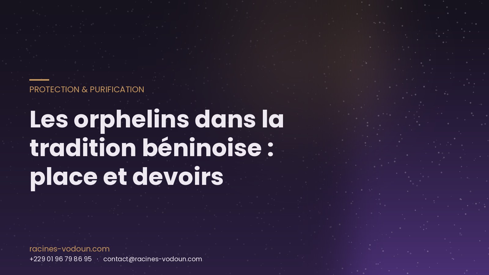 Les orphelins dans la tradition béninoise : place et devoirs