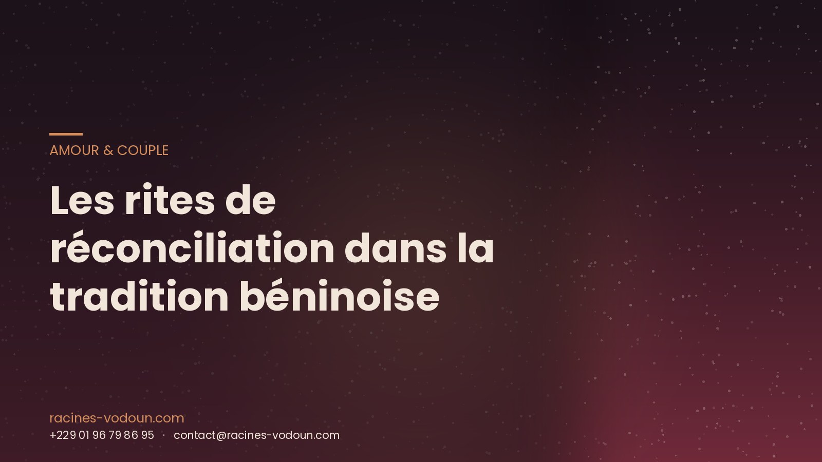 Les rites de réconciliation dans la tradition béninoise